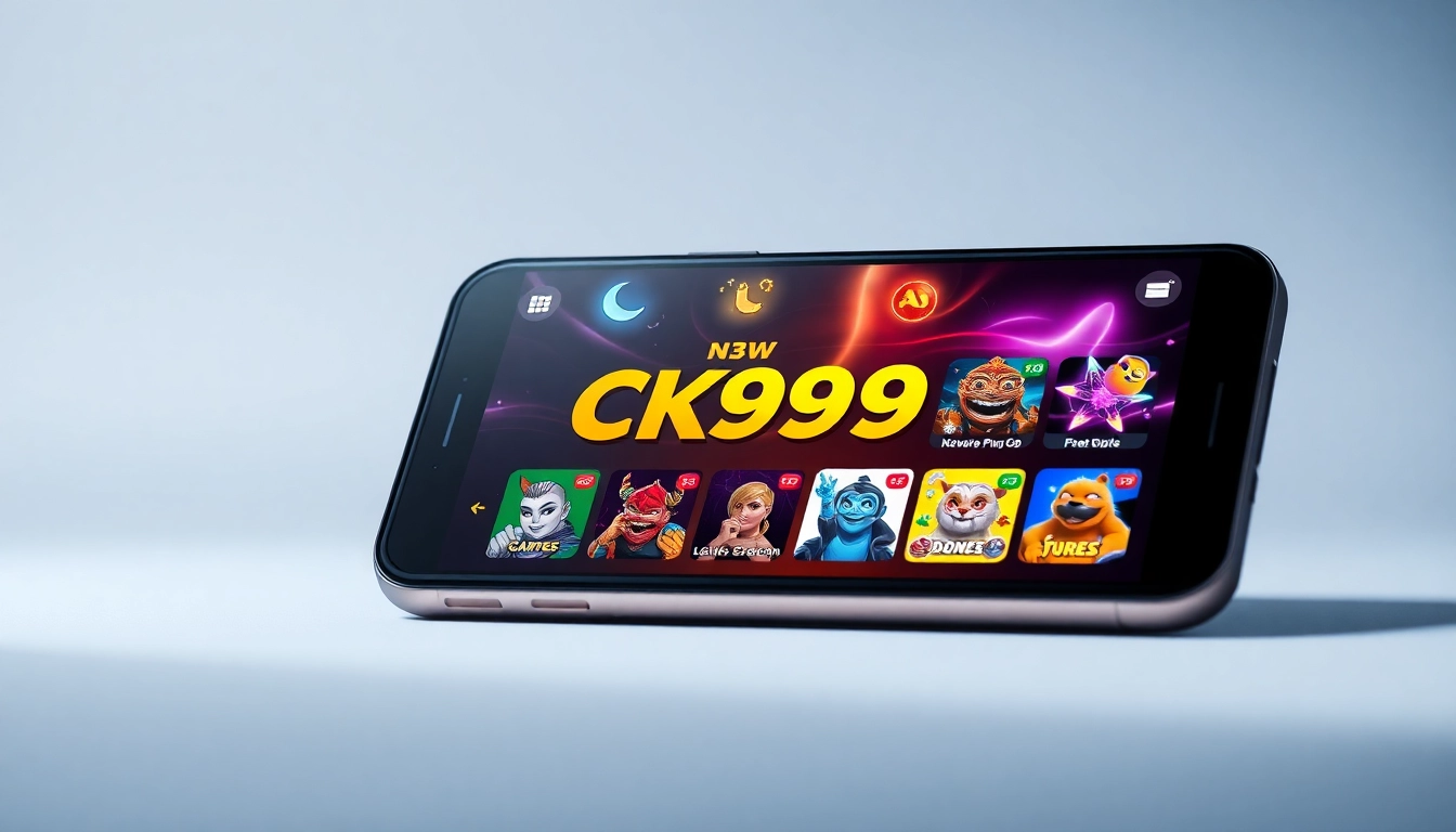 Screenshot of the CK999 app on a smartphone, featuring casino games and betting options for easy access and entertainment.