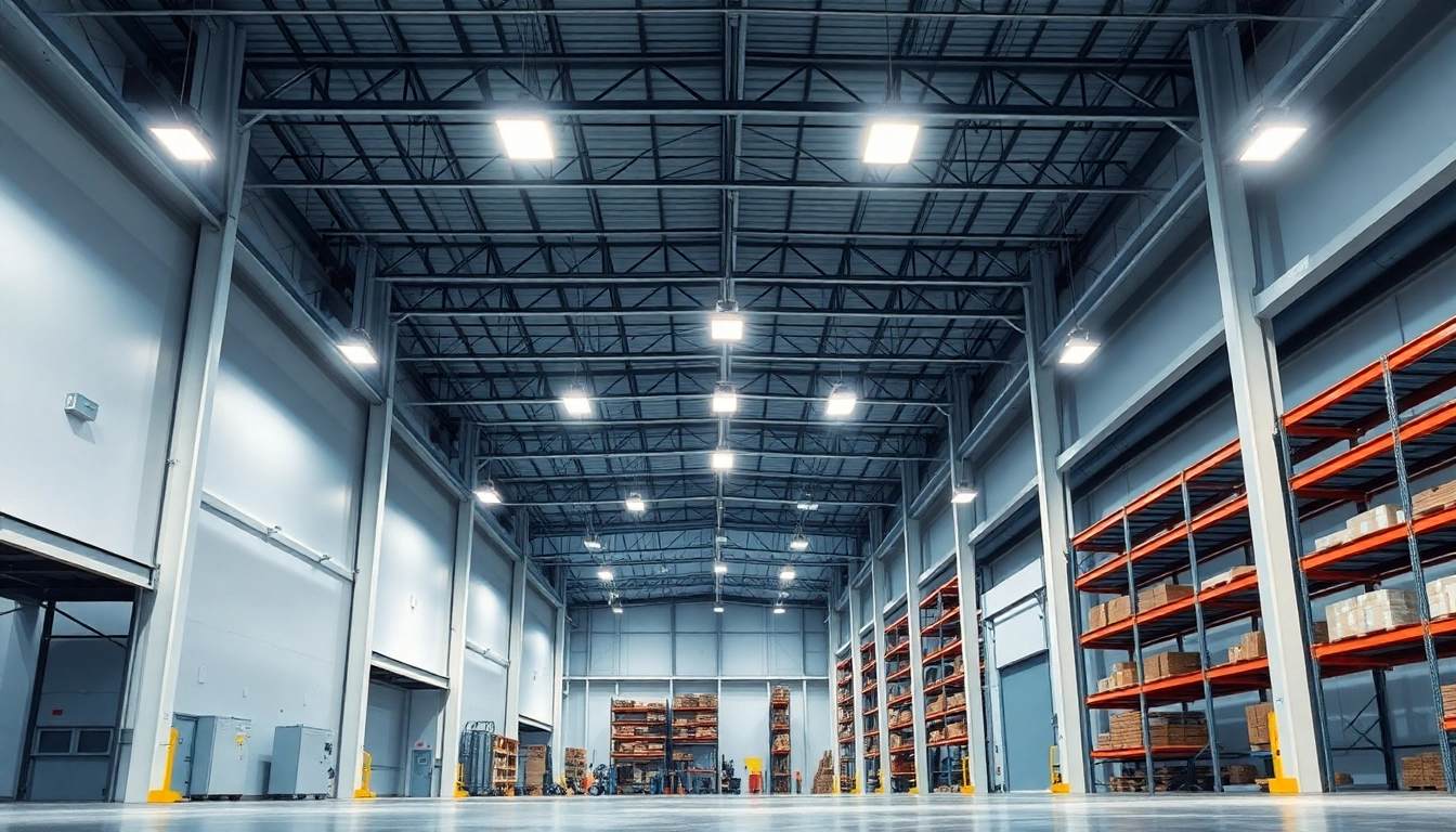 Moderne Industriehalle mit LED-Beleuchtung
