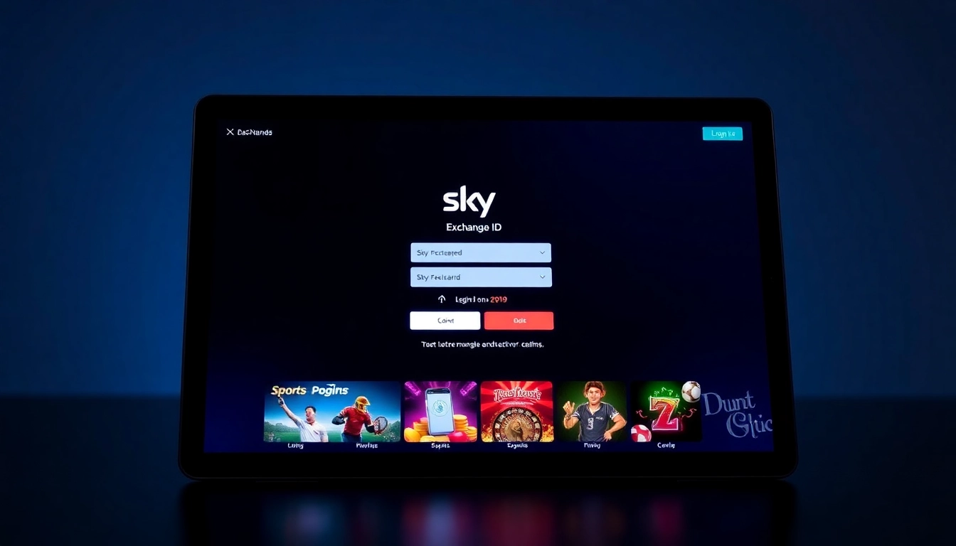 Sky Exchange Id login screen on smartphone, showcasing secure access to sports and casino games for users.