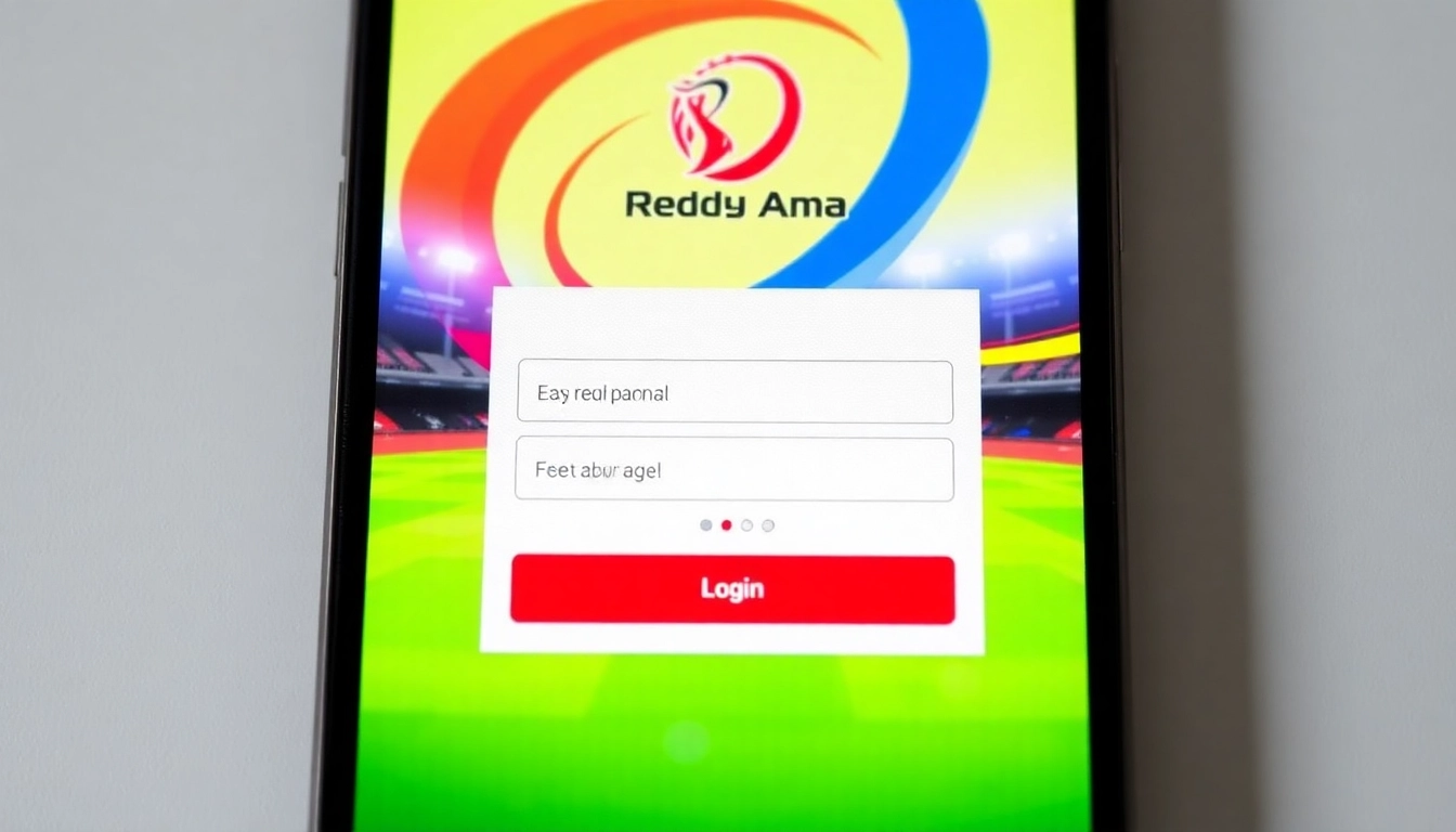 Screenshot of Reddy Anna Login interface on mobile, highlighting quick access for cricket betting and casino games.