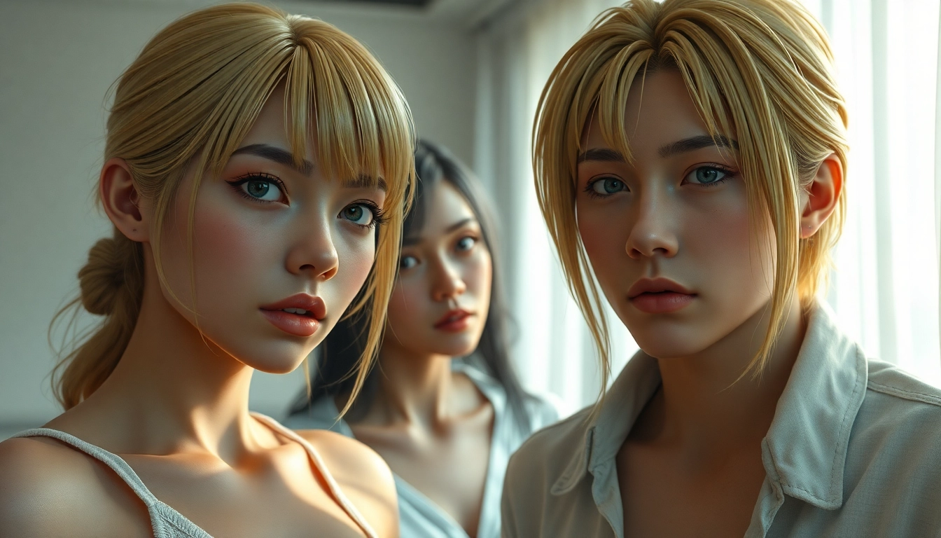 Detailed NSFW AI artwork showing hyper-realistic characters engaging in intimate poses for adult digital content, emphasizing detailed textures and realism.