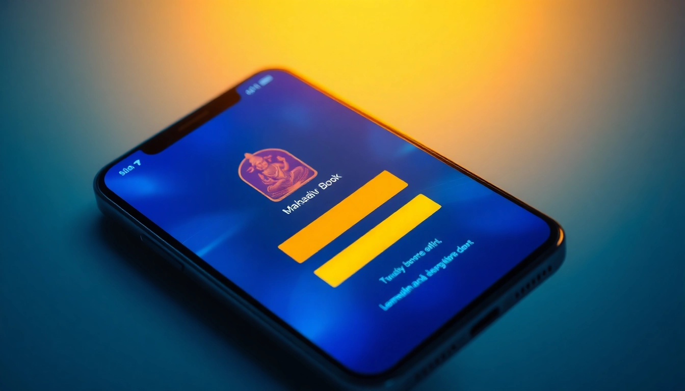 Professional illustration of Mahadev book login on a smartphone screen highlighting a secure