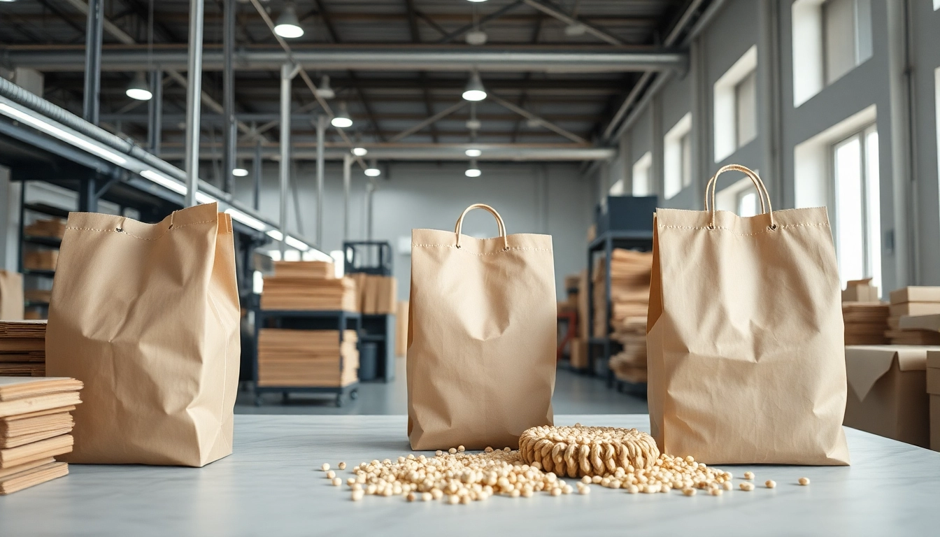 High-quality torba papierowa being filled with eco-friendly products in a professional