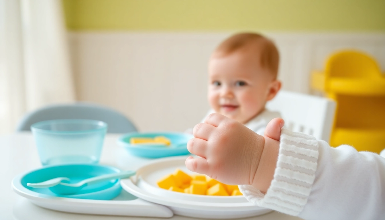 High-quality baby feeding set for weaning in silicone, featuring plates, utensils, and