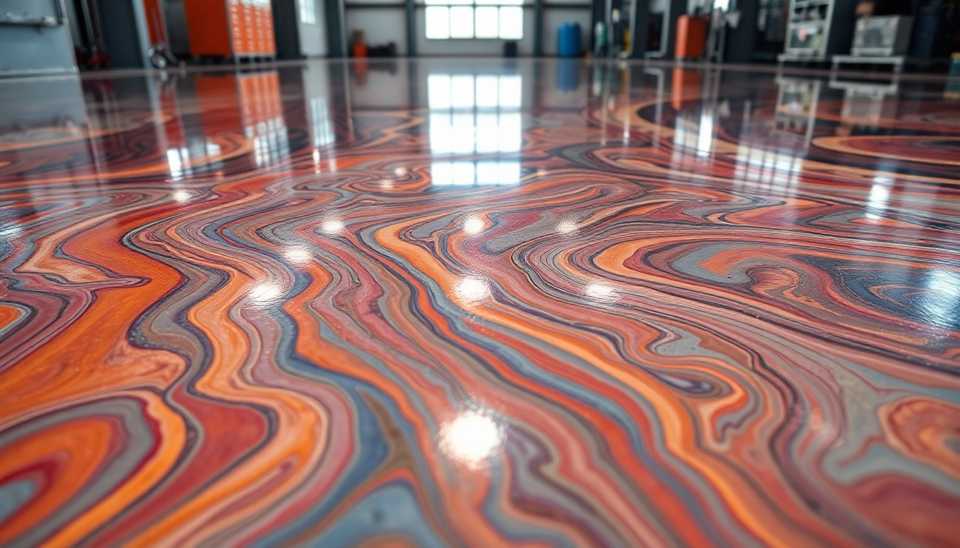 Professional building showcasing a durable epoxy resin floor with a smooth, high-gloss finish