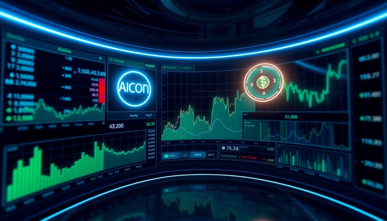 Aicoin trading platform with real-time charts and data visualization showing dynamic market
